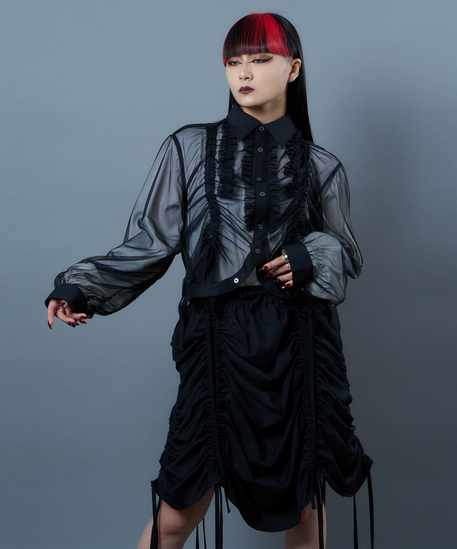 sheer frill shirt