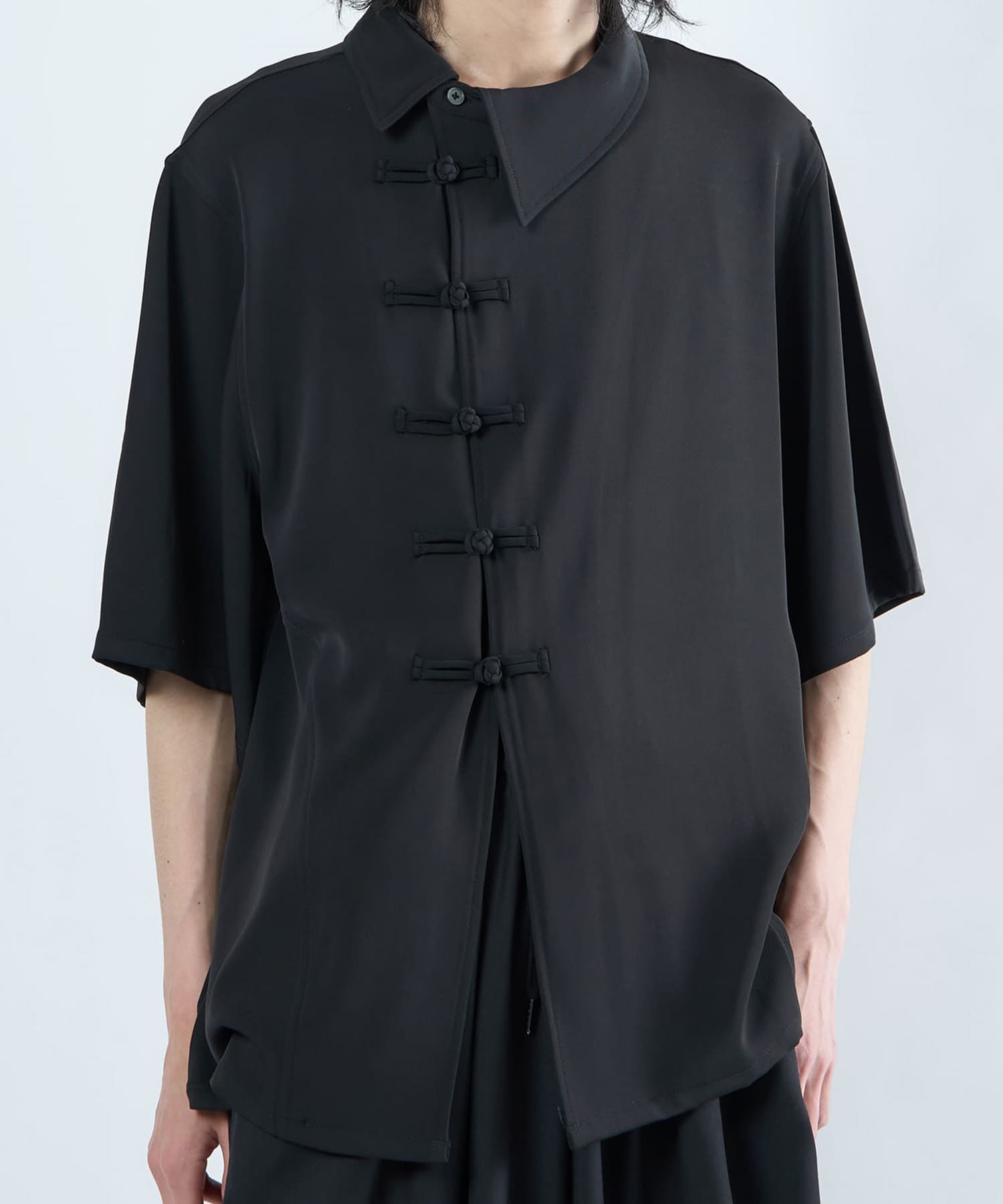 H/S satin asymmetry china shirts