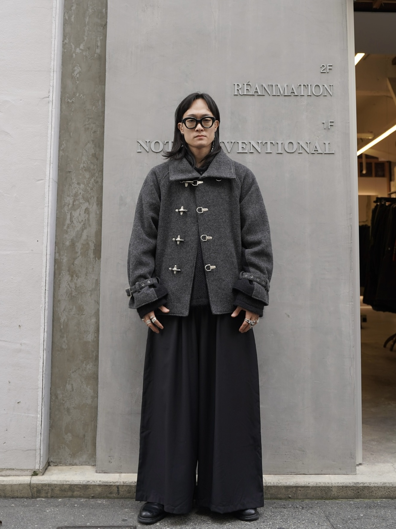 FN buckle wool jacket coat