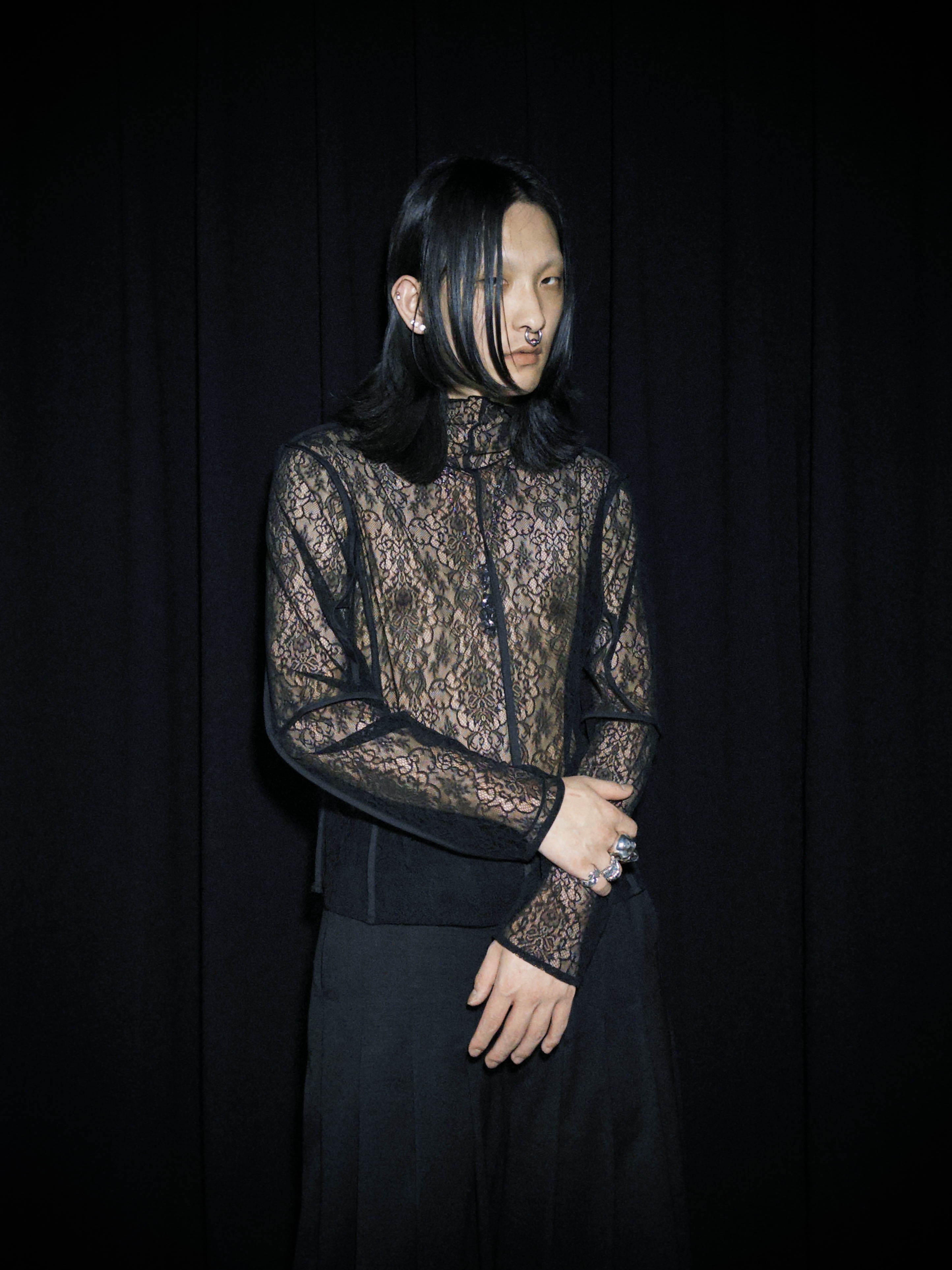 high neck lace top
